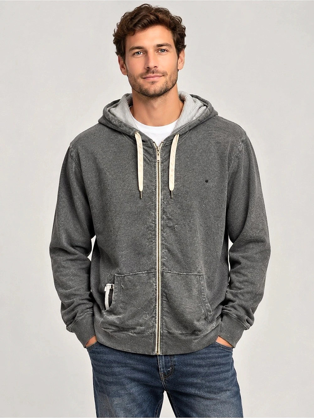 Vuori Sunday Element Hoodie Men's Gray Zip Front Size XL